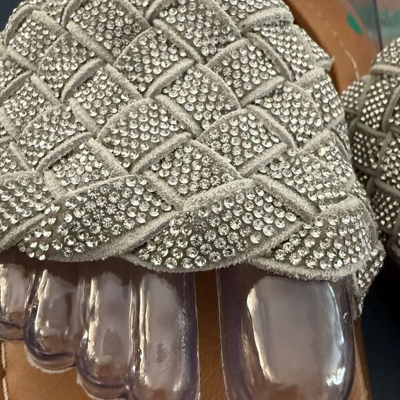 Mariella Beaded Braided Leather Slide Sandals Made In Italy •Size 8 New - Picture 2 of 7